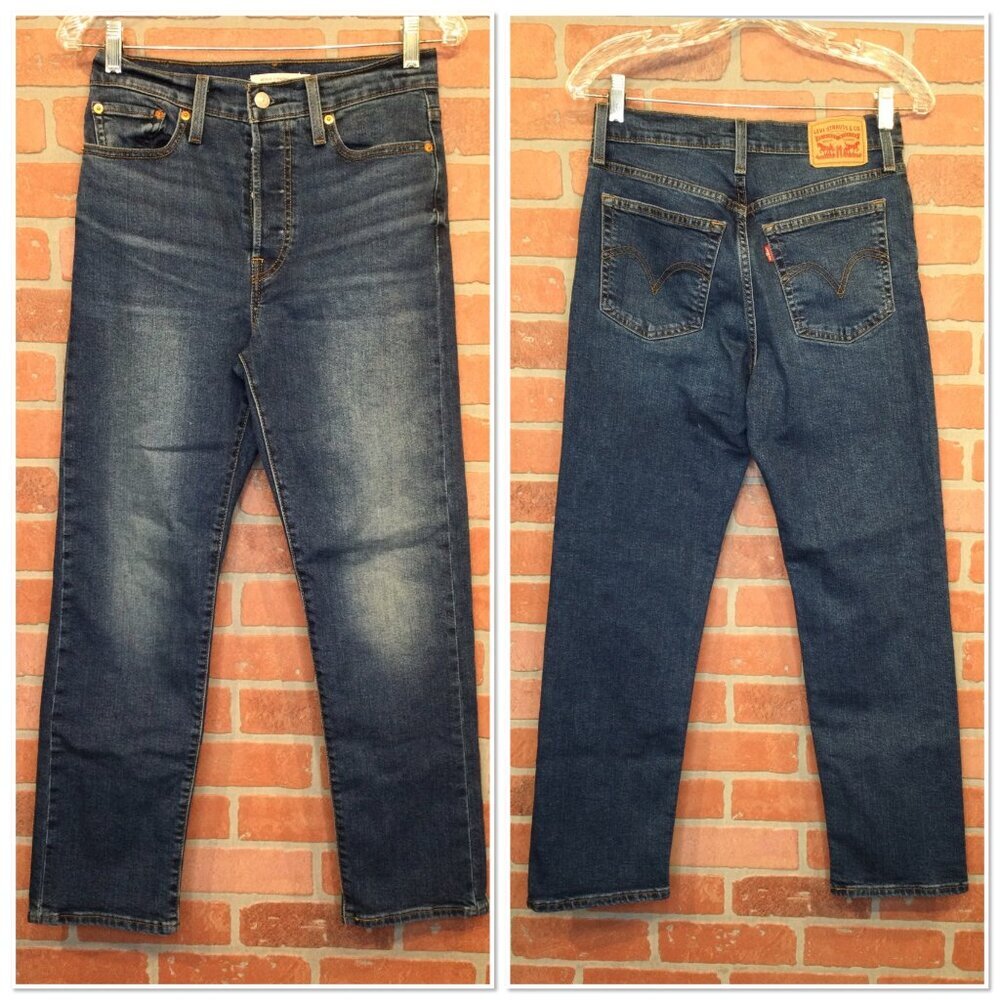 Levis Womens Wedgie Straight Jeans Size 28 Blue Denim Button Fly Normcore